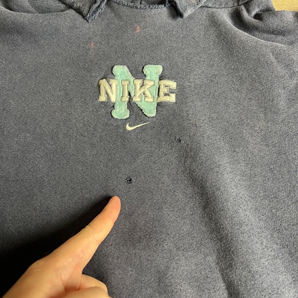 VTG Nike‎ Hoodie Mens XL Center Swoosh Spellout Distressed Faded 90s Made in USA - Picture 7 of 14